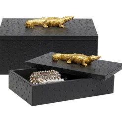 KARE Design Boîte Crocodile noir (2/Set)> Accessoires