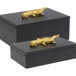 KARE Design Boîte Crocodile noir (2/Set)> Accessoires