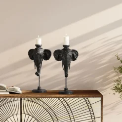 KARE Design Bougeoir Elephant Head noir 49cm> Accessoires