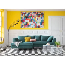 KARE Design Canapé d angle Gianni velours vert gauche noir> Meubles