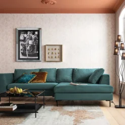 KARE Design Canapé d angle Gianni velours vert gauche noir><noscript><img width=