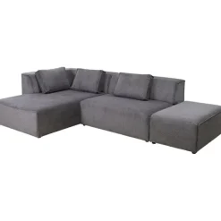 KARE Design Canapé d angle Infinity Ottomane Cord gris gauche> Meubles