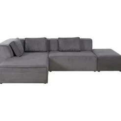 KARE Design Canapé d angle Infinity Ottomane Cord gris gauche> Meubles