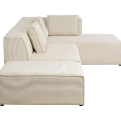 KARE Design Canapé d angle Infinity Ottomane Cord crème droite><noscript><img width=