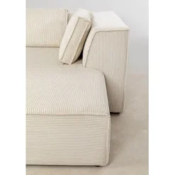 KARE Design Canapé d angle Infinity Ottomane Cord crème droite><noscript><img width=