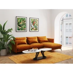 KARE Design Canapé d angle Monza droite velours curry 296cm> Meubles
