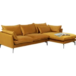 KARE Design Canapé d angle Monza droite velours curry 296cm><noscript><img width=