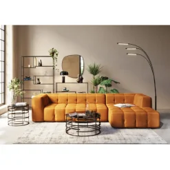 KARE Design Canapé d angle Salamanca brun doré droite  320cm> Meubles