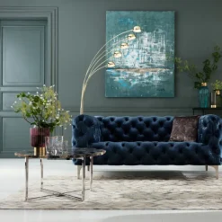KARE Design Canapé Look 2-places velours bleu><noscript><img width=