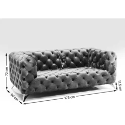 KARE Design Canapé Look 2-places velours bleu><noscript><img width=
