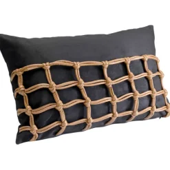KARE Design Coussin Grete Plaid noir 50x30cm> Accessoires