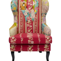 KARE Design Fauteuil à oreilles Patchwork rouge> Meubles