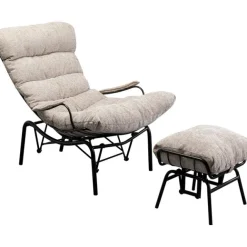 KARE Design Fauteuil + tabouret Vienna Swing beige> Meubles