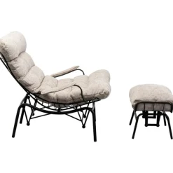 KARE Design Fauteuil + tabouret Vienna Swing beige> Meubles