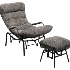 KARE Design Fauteuil + tabouret Vienna Swing gris> Meubles