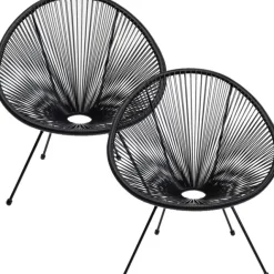 KARE Design Fauteuil Acapulco Mono noir (set de 2)> Meubles