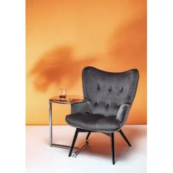 KARE Design Fauteuil Black Vicky velours gris> Meubles