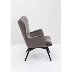 KARE Design Fauteuil Black Vicky velours gris><noscript><img width=