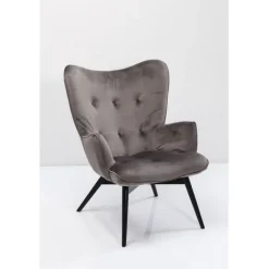 KARE Design Fauteuil Black Vicky velours gris><noscript><img width=