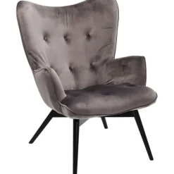 KARE Design Fauteuil Black Vicky velours gris><noscript><img width=