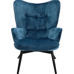 KARE Design Fauteuil Black Vicky velours pétrole> Meubles