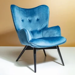 KARE Design Fauteuil Black Vicky velours pétrole> Meubles