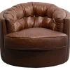 KARE Design Fauteuil pivotant Music Hall cuir marron> Meubles