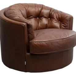 KARE Design Fauteuil pivotant Music Hall cuir marron> Meubles