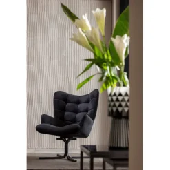 KARE Design Fauteuil pivotant Oscar velours noir> Meubles