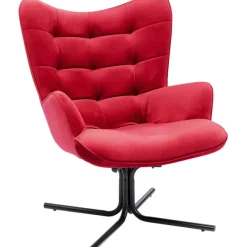 KARE Design Fauteuil pivotant Oscar velours rouge><noscript><img width=