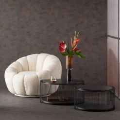 KARE Design Fauteuil pivotant Peppo Bloom blanc> Meubles