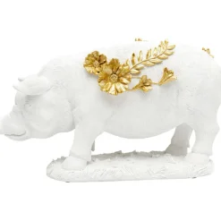 KARE Design Figurine décorative Flower Pig blanc 21cm> Accessoires