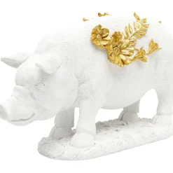 KARE Design Figurine décorative Flower Pig blanc 21cm> Accessoires