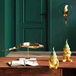 KARE Design Figurine décorative Nain Sitting doré vert 19cm> Accessoires