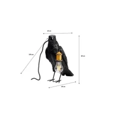 KARE Design Lampe à poser Animal Crow noir mat 34cm><noscript><img width=