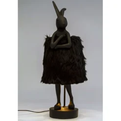 KARE Design Lampe à poser Animal Rabbit Fur noir/doré 68cm> Luminaires