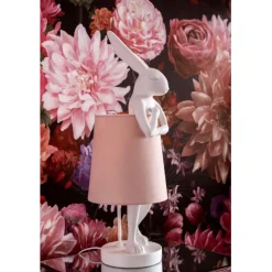 KARE Design Lampe à poser Animal Rabbit blanc/rose 50cm> Luminaires