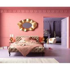 KARE Design Lit Desire velours écru 160x200cm> Meubles