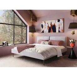 KARE Design Lit East Side velours cotelé gris 180x200cm> Meubles