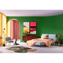 KARE Design Lit East Side velours cotelé bleu 180x200cm> Meubles