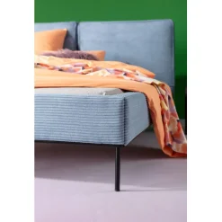 KARE Design Lit East Side velours cotelé bleu 180x200cm><noscript><img width=