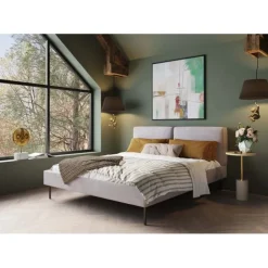 KARE Design Lit East Side velours côtelé gris 160x200> Meubles