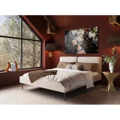 KARE Design Lit East Side velours côtelé crème 160x200> Meubles