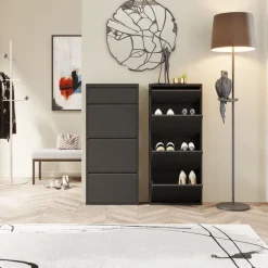 KARE Design Meuble à chaussures Caruso 3+1 noir (MO)> Meubles