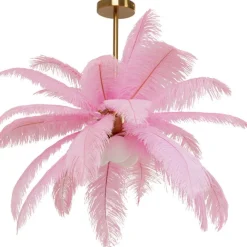 KARE Design Suspension Feather Palm rosé Ø87cm> Luminaires