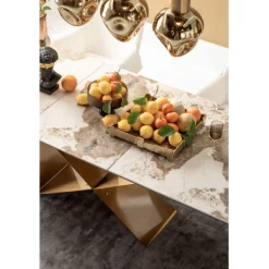 KARE Design Table à rallonges Connesso laiton 200(+60)x90cm><noscript><img width=