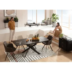 KARE Design Table à rallonges Twist noir 120(30+30)x90cm> Meubles
