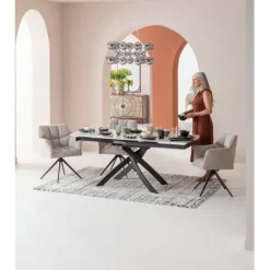 KARE Design Table à rallonges Twist onyx 120(30+30)x90cm> Meubles