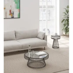 KARE Design Table basse Lisboa noir Ø86cm> Meubles