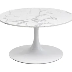 KARE Design Table basse Schickeria Marbre blanc Ø80cm> Meubles
